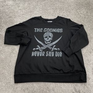 The Goonies Vintage Graphic Long Sleeve T-Shirt Womens 1 Black Crew Neck Casual